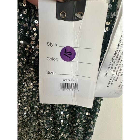 Mac Duggal 5489 Green Sequin Gown NWT Size 6 - Picture 7 of 13